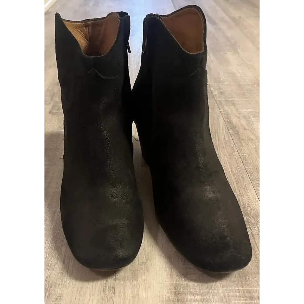 Isabel Marant Western Suede Dicker Boots Black Bootie French Luxury 38 7.5-8